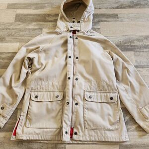 Vintage 70s Montgomery Ward Mountain Parka Jacket Mens Medium Beige Red Lined